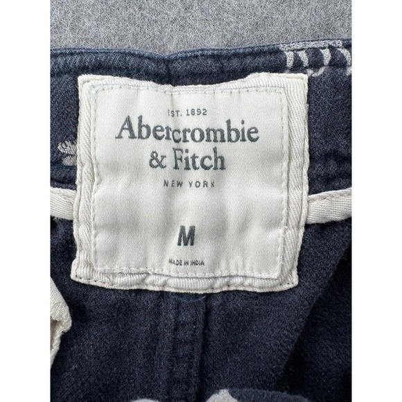Abercrombie & Fitch Moose Pants Mens Medium Navy Print Lounge Sleep Cotton - Picture 2 of 14